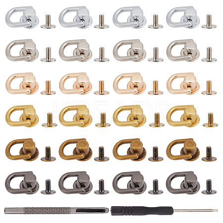 24 Sets Alloy D Ring Head Screwback Button PURS-GF0001-03-1