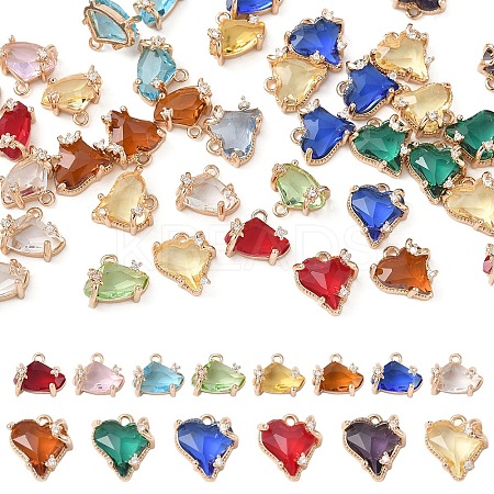 20Pcs Brass Micro Pave Cubic Zirconia with Glass Charms KK-YW0002-94-1