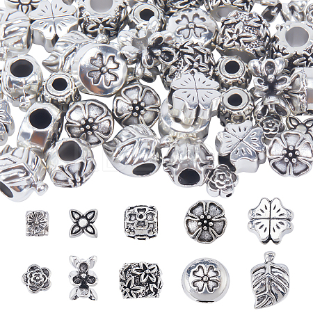 60Pcs 10 Styles Tibetan Style Alloy European Beads FIND-SC0008-88-1