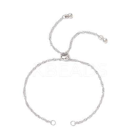 304 Stainless Steel Singapore Chain Slider Bracelet Making AJEW-JB01344-02-1