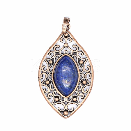 Retro Hollow Natural Lapis Lazuli Pendants PW-WGEF371-05-1