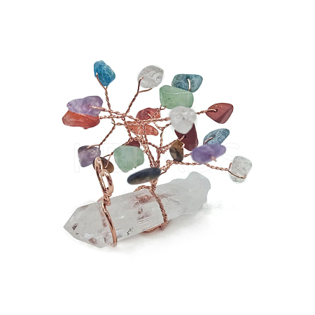 Natural Gemstone Chips Tree of Life Decorations PW-WG91658-12-1