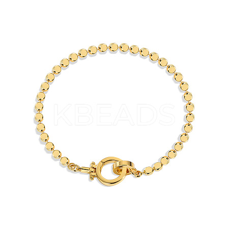 Brass Flat Round Link Chains Bracelets for Women FS-WGC8AF4-05-1