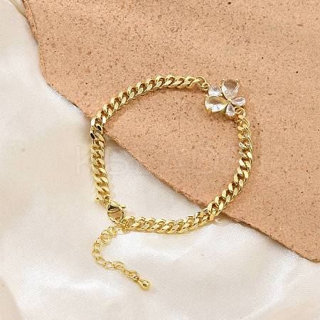 Brass Micro Pave Cubic Zirconia Link Bracelets BJEW-Z082-01G-02-1