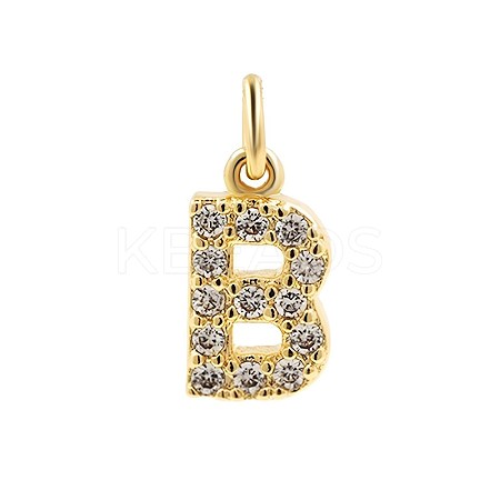 Brass Cubic Zirconia Pendants with Jump Rings FIND-PW0024-09B-1