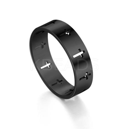 Stainless Steel Cross Finger Ring LS-RELI-PW0001-003G-EB-1
