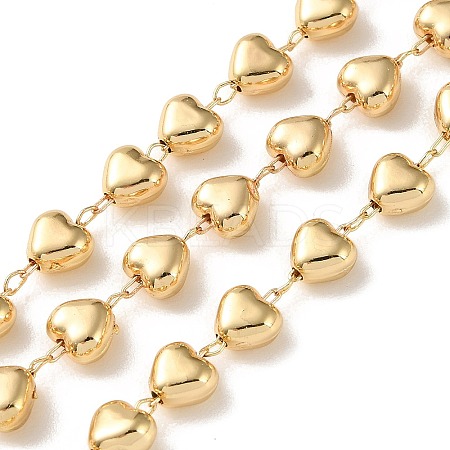 Brass Heart Link Chains KK-P351-01G-1
