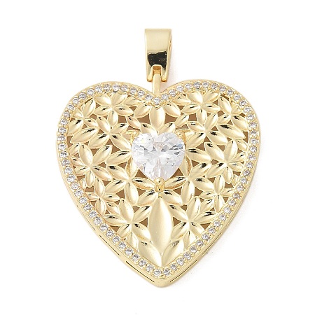 Brass Micro Pave Cubic Zirconia Pendants KK-K298-09G-04-1