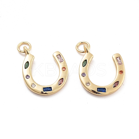 Horseshoe Rack Plating Brass Micro Pave Cubic Zirconia Pendants KK-G512-26G-1