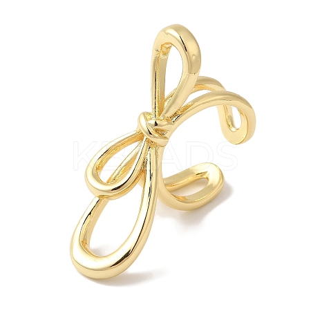 Bowknot Brass Open Cuff Rings for Women LS-RJEW-C098-16G-1