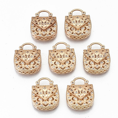 Brass Micro Pave Cubic Zirconia Pendants KK-S359-038-RS-1