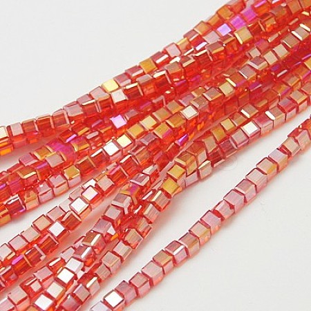 Electroplate Glass Beads Strands EGLA-D018-8x8mm-27-1