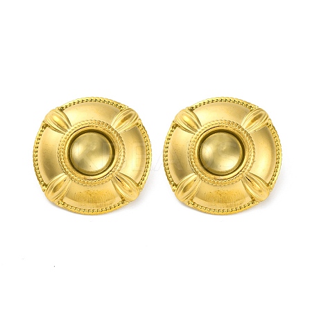 Ion Plating(IP) 304 Stainless Steel Flat Round Stud Earrings EJEW-K295-17G-1