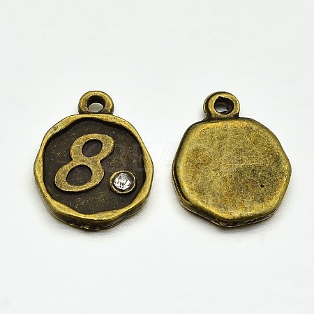 Antique Bronze Plated Alloy Rhinestone Charms LS-ALRI-J153-08-NF-1