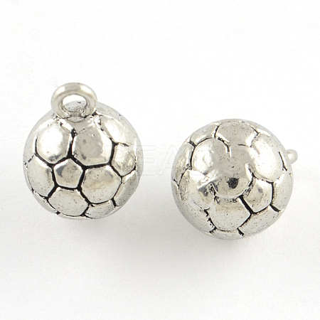 Sports Theme Tibetan Style FootBall/Soccer Ball Alloy Charms TIBEP-Q054-24AS-RS-1