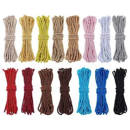 15 Bundles 15 Colors Round Polyester Twisted Cord WCOR-PH0001-05-1