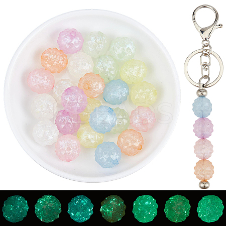 28Pcs 7 Colors Luminous Acrylic Beads OACR-PA0002-08-1