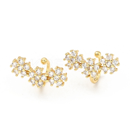 Clear Cubic Zirconia Flower Cuff Earrings EJEW-G295-08G-1