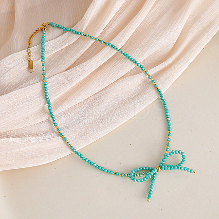 Feaceted Rondelle Glass Beaded Necklaces LK3957-11-1