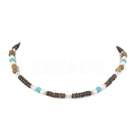 Natural Wenge Wood Pendant Necklaces NJEW-JN04791-03-1