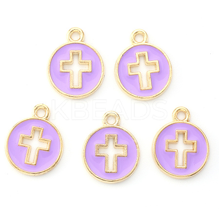 Light Gold Plated Alloy Enamel Pendants LS-X-ENAM-R136-18C-1