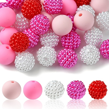 DIY Round Silicone & Acrylic & Berry Beads Making Findings Kits DIY-FS0006-26D-1