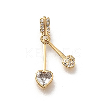 Brass Micro Pave Cubic Zirconia Pendants KK-K378-61G-1