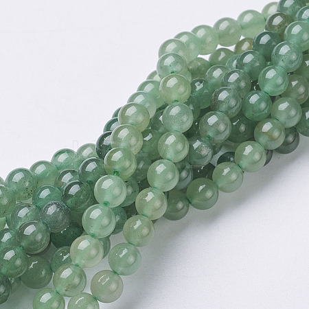 Natural Green Aventurine Beads Strands X-GSR6mmC024-1