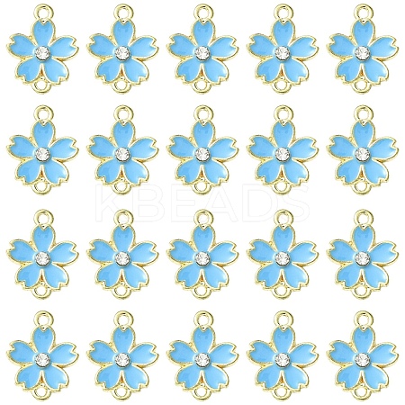 20Pcs Alloy Enamel 5-Petal Flower Connector Charms FIND-YW0009-33C-1