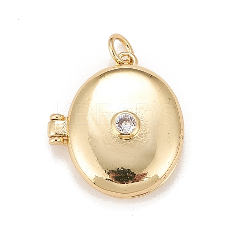 Brass Micro Pave Cubic Zirconia Locket Pendants LS-KK-A161-37G-1