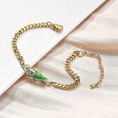 Brass Cuban Link Chain Bracelets BJEW-A035-03G-1