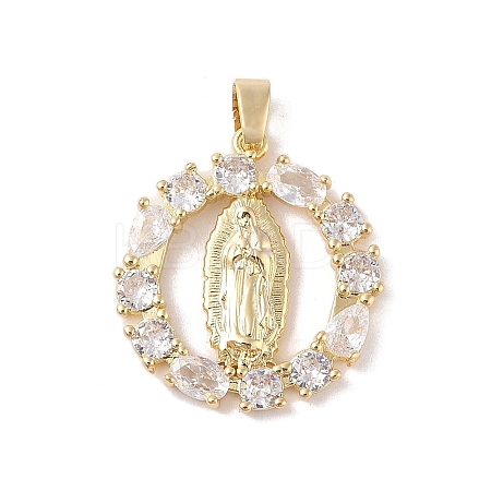 Brass Cubic Zirconia Pendants KK-Z050-18G-01-1