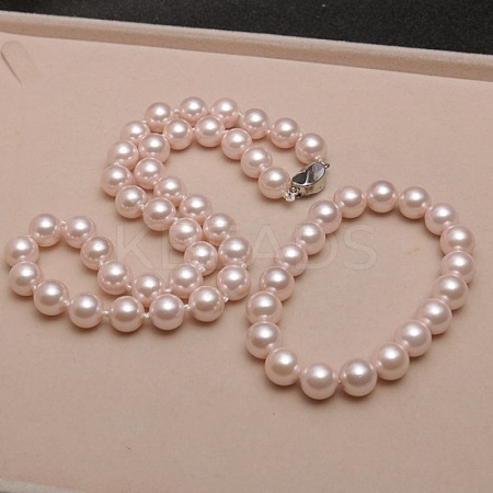 Shell Pearl Round Beaded Necklaces & Bracelets Sets for Women WG18377-33-1