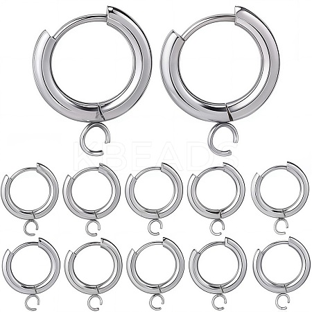 12Pcs 201 Stainless Steel Huggie Hoop Earring Findings STAS-SC0007-98P-1