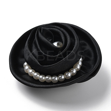 Flower Cloth with Plastic Pearl Brooch Pin JEWB-K013-01P-01-1