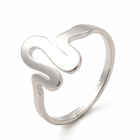 Non-Tarnish 304 Stainless Steel Snake Adjustable Ring for Women RJEW-B027-25P-1