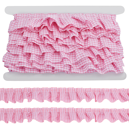 10 Yards Polyester Ruffled Pleated Tartan Lace Ribbon OCOR-PH0005-22B-1