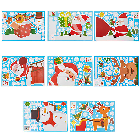 Gorgecraft 8 Sheets 8 Styles Christmas Themed PVC Static Stickers STIC-GF0001-15-1