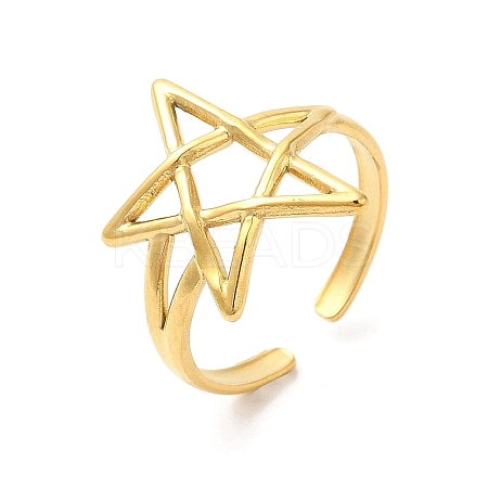 Ion Plating(IP) 304 Stainless Steel Cuff Finger Rings RJEW-L107-012G-1