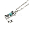 Letter A~Z Antique Silver Plated Alloy with Synthetic Turquoise Pendant Necklaces NJEW-G080-01L-2