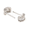 Brass Pave Clear Cubic Zirconia Curved Rectangle Stud Earrings EJEW-G362-10P-2