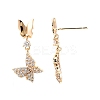 Clear Cubic Zirconia Double Butterfly Dangle Stud Earrings EJEW-C047-06G-3