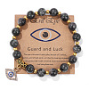 Natural Larvikite Round Beads Stretch Bracelets FS-WG18FCB-16-1