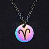 Rainbow Color Stainless Steel Constellation Pendant Necklace for Men Women ZODI-PW0001-039A-1