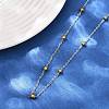 304 Stainless Steel 3MM Round Bead Cable Chain Necklaces for Women NJEW-G177-03A-GP-3
