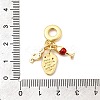 Brass Micro Pave Clear Cubic Zirconia European Dangle Charms KK-F904-15G-3