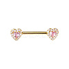 Brass Rose Rhinestone Heart Barbell Nipple Rings FS-WGE2017-02-1