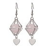 Natural Rose Quartz Dangle Earrings EJEW-JE05600-01-1