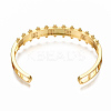 Brass Micro Pave Clear Cubic Zirconia Cuff Bangles BJEW-N302-006F-NF-2