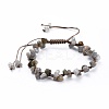 Adjustable Natural Labradorite Chip Beads Braided Bead Bracelets BJEW-JB04392-04-1
